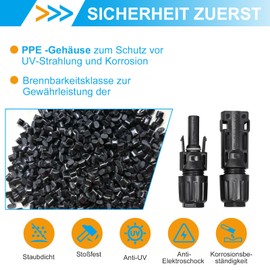 Slocable Solar Plug 6 mm2, IP68 Solar Panel Plug, 1500 V PV Plug, Male/Female Connector for 10AWG Solar Cable, 5 Pairs