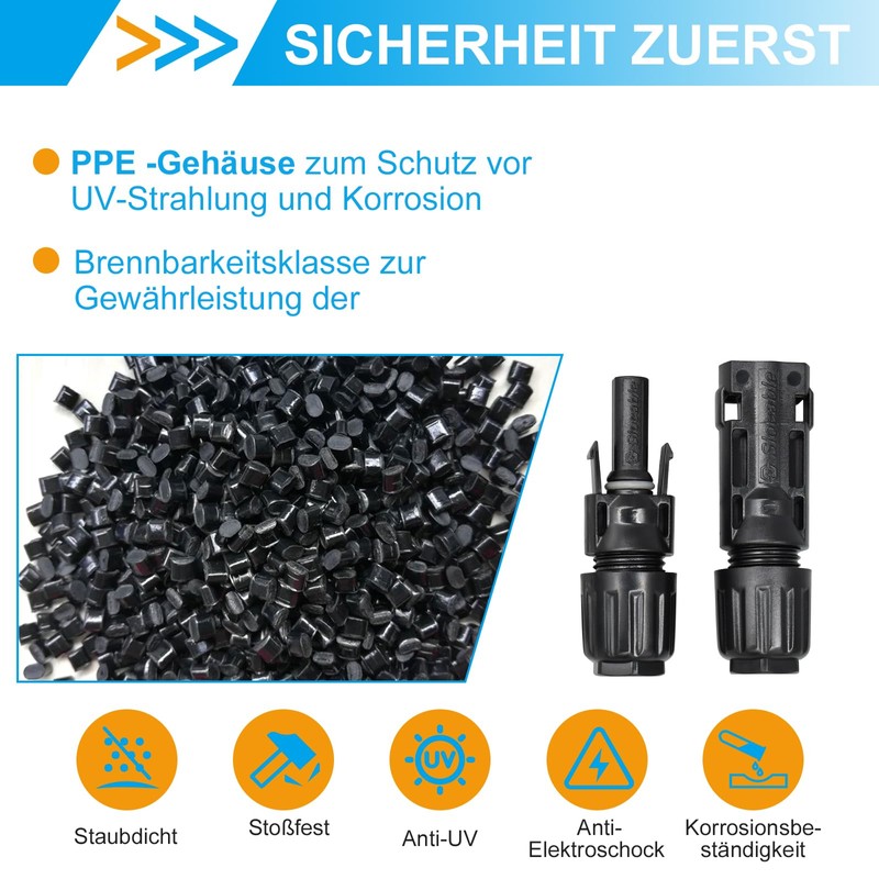 Slocable Solar Plug 6 mm2, IP68 Solar Panel Plug, 1500
