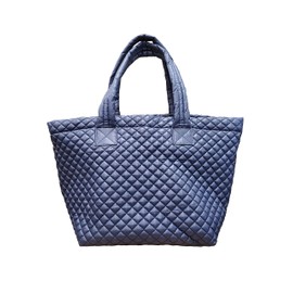 CLARANY Comfortable Lightweight Large Quilted Tote bag with Pouch water repellent NAVY