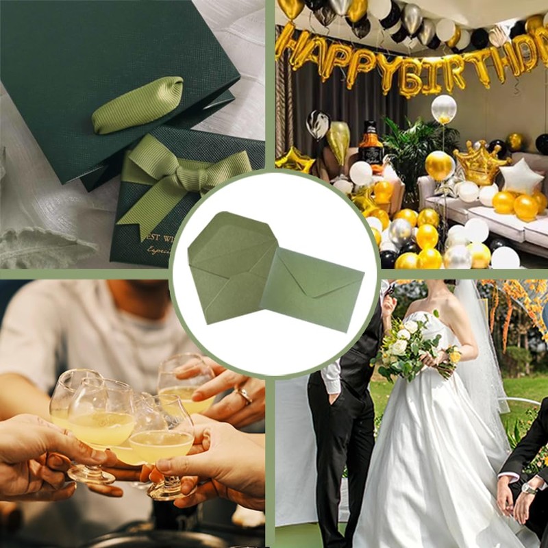 CZAKOMIX 60 Sheets Green Envelopes Elegant Wedding Envelopes Suitable for