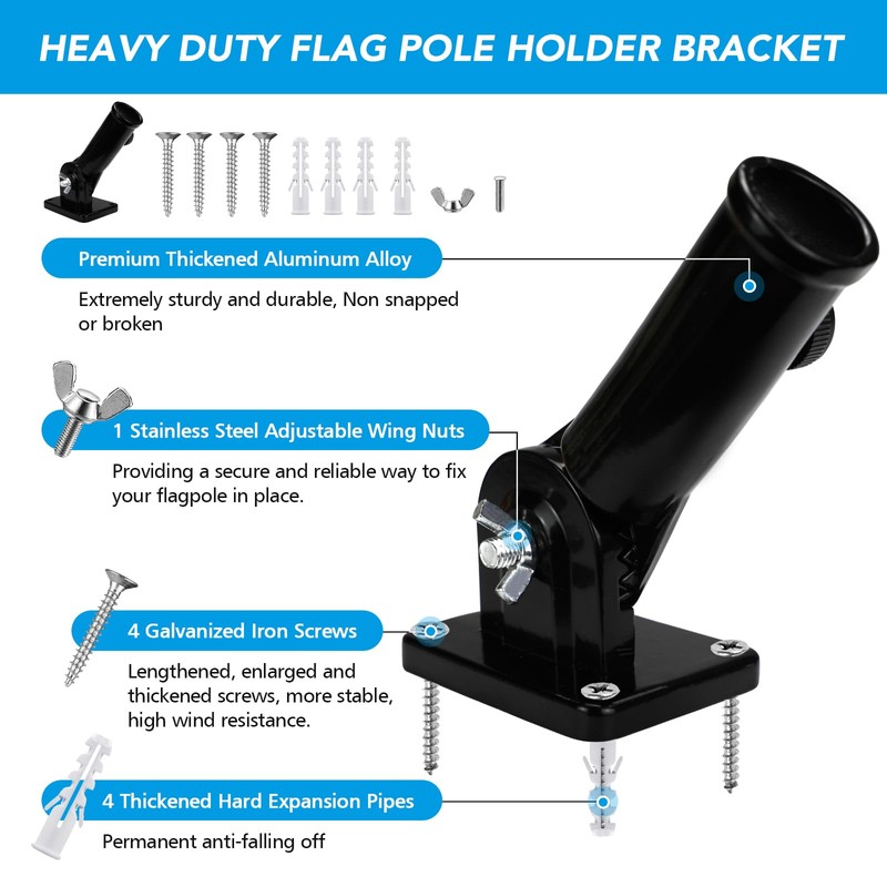 HOOPLE Flag Pole Holder for Outside House, Adjustable Flag Pole