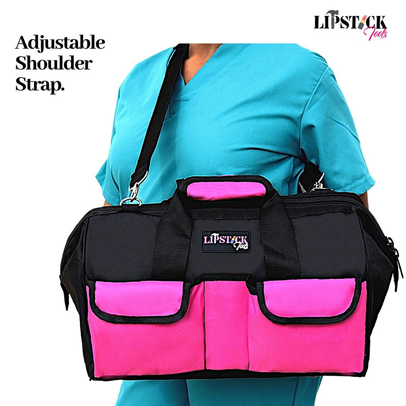 LipStick Tools 18-Inch Multi-Purpose Zip-Top Pink Storage Wide Mouth Tool