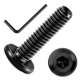 20Pcs 1/4 Bolts, 1/4-20 x 1 Flat Head Hex Socket Head Cap Screw Bolts, 1/4 Screws 304 Stainless Steel Furniture Screws Full Thread, Black Oxide & Hex Spanner by Mywish