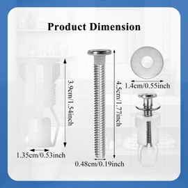 ZFYQ Toilet Seat Screws Fittings, 4 Piece Toilet Lid Seat Bolts and Fixtures, Replacement Expansion Screws for Toilet Seat Part Kit for Blind Holes, White