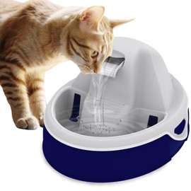 Aqua Flow Premium Pet Water Fountain - Automatic Dispenser Drinking Bowl for Cats and Dogs - Anti-Hair Drainage System - Replaceable Filters - Ideal for Multiple Pets - 52 up to 120 fl oz