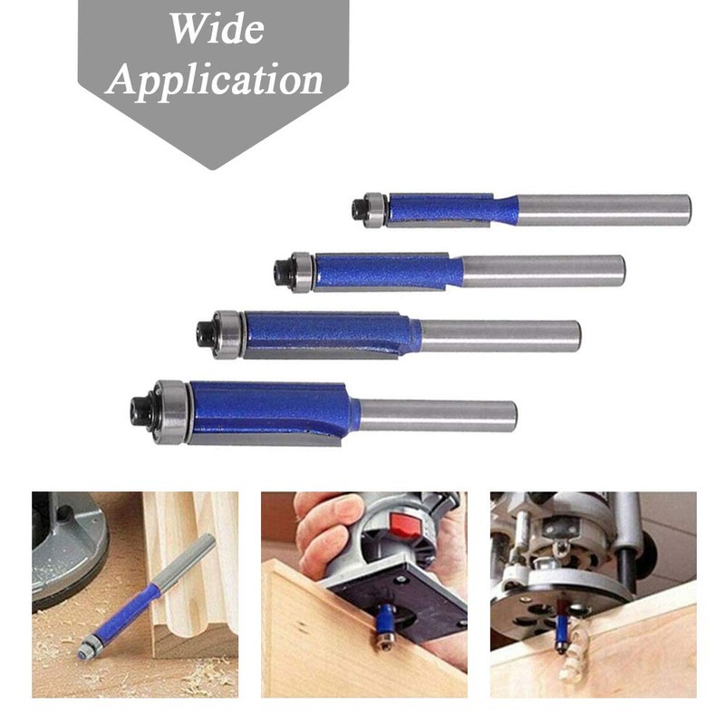 Mesee 4 Pieces Top End Bearing Flush Trim Router Bits