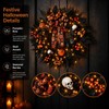 24 in Halloween Wreath for Front Door, Black Skeleton Spider