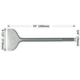 SPKLINE 4.5 Inch Wide Machine Sharpened Tile & Thinset Removal Scaling Chisel Bit Thinset Scraper & Floor Scraper, SDS MAX Shank,Semicircle Shape Scaling Blade, (4.5" X 14")