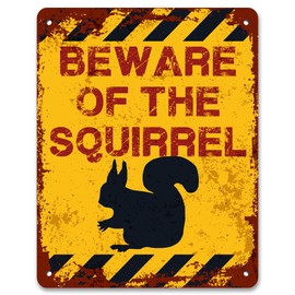 Print Crafted - Beware Of The Squirrel | Vintage Metal Garden Yard Warning Sign