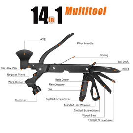 Christmas Multitool Gifts for Men Dad from Daughter Son Wife Birthday Dad Gifts for Him Husband Who Have Everything 14-in-1 Camping Hatchet Stocking Stuffers Secret Santa Gift Ideas Cadeau Homme