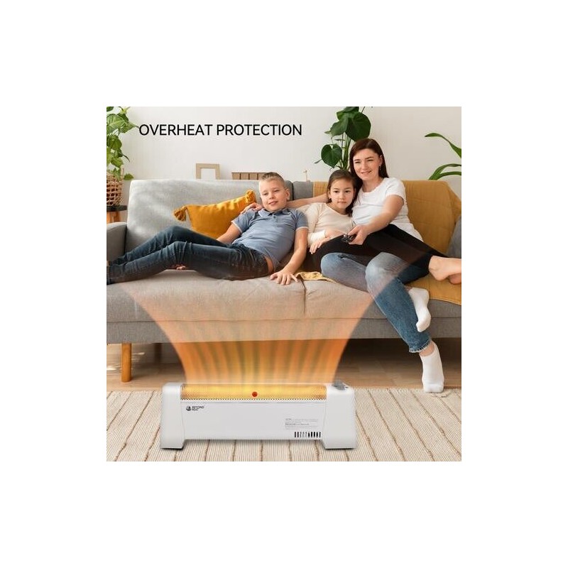 Beyond Breeze 1500W White Electric Space Heater Baseboard Silent Operation