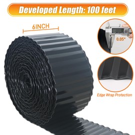 Quibbay Corrugated Metal Garden Edging, 6"×100Ft Landscape Edging Border for DIY Lawn, Flower Bed and Garden, Flexible Bender Border for Lawn and Yard, Sturdy Galvanized Garden Edging Border, Black