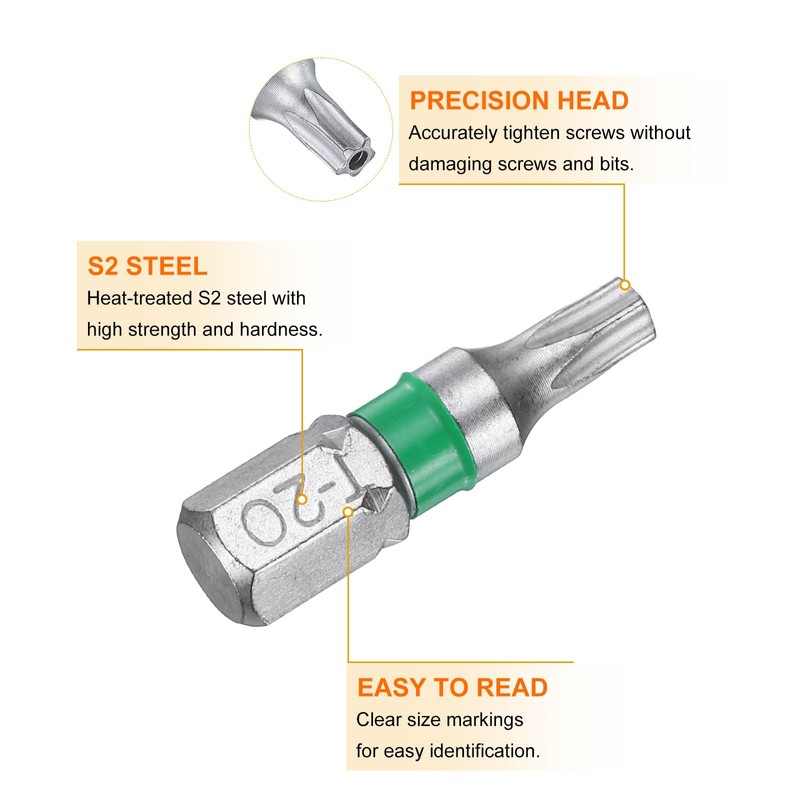 sourcing map 2pcs Star Screwdriver Bit TS20 1/4" Hex Shank