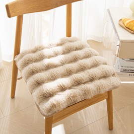 HEVOY Square Faux Fur Seat Cushion, Faux Rabbit Fleece Chair Pad, Winter Thick Plush Cushions for Dining Chairs, Comfy Lazy Sofa Office Floor Pillow, Cute Bedroom Decor(Coffee,6pc/15.8×15.8inches)
