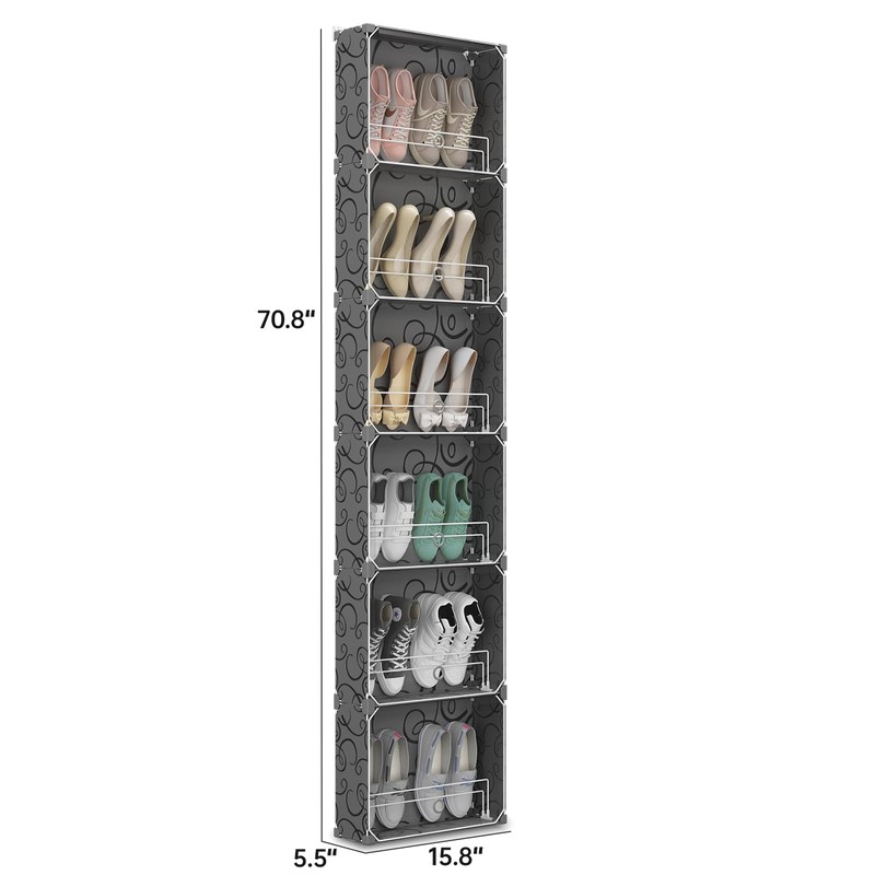 MAGINELS 6 Tier Shoe Rack Organizer with Cover, Slim Shoe
