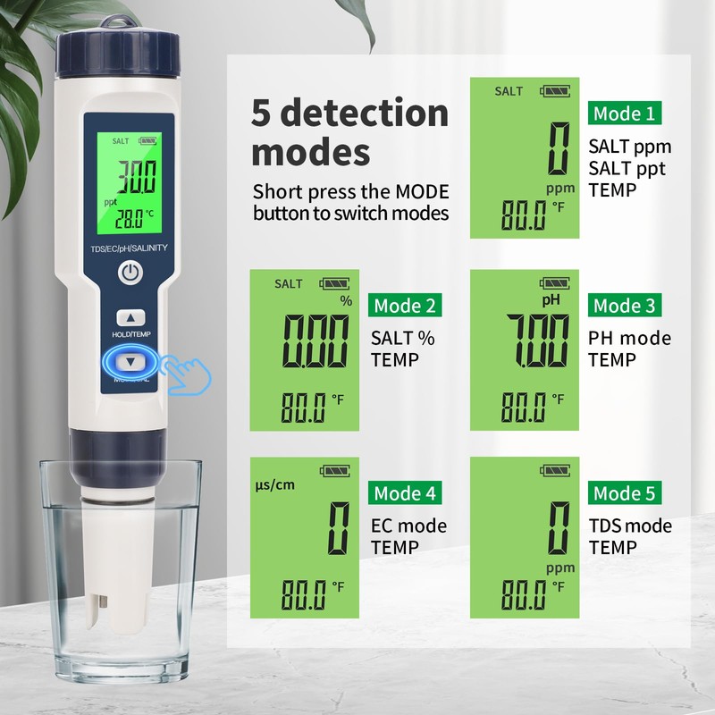 2025 New 5 in 1 Pool Salt Tester，Accurate and Reliable,Salt,