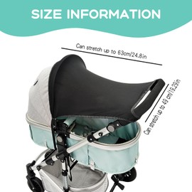 Parasole Passeggino, Regolabile con Protezione UV 50, Elastico, Traspirante, Facile da Montare