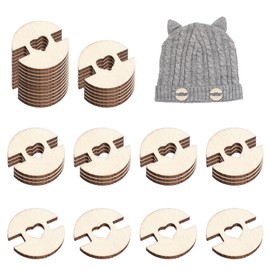 50pcs Pom Poms Buttons for Hats, Removable Wooden Heart Buttons for Hats Faux Fur Pom Pom Fastener Holder Sewing Clothing Accessories for Beanies, Knitting, Crochet