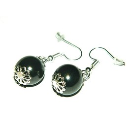 SHUNGITE EARRINGS 12mm beads