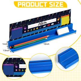 PerKoop 20 Pcs Classroom Desk Name Plates Holder Set Index Cards Storage Classroom Name Tags Kids Desk Accessories Desktop Helper Prop and Park Station Tray Organizer Water