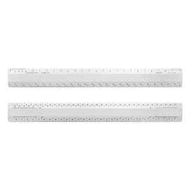 Alumicolor Architect 12 inch Bevel Ruler w/Joist/Truss Scale for Drawing, Drafting & Engineering, Calibrations Divided by (1/2, 1), (1/8, 1/4), Silver