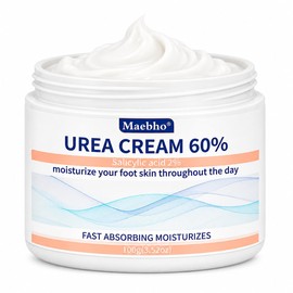 60% Urea Cream for Feet, Urea Foot Cream with 2% Salicylic Acid for Dry Cracked Heels & Rough Skin, Intensive Foot Moisturizer and Callus Care Cream with Aloe Vera, Tea Tree & Hyaluronic Acid