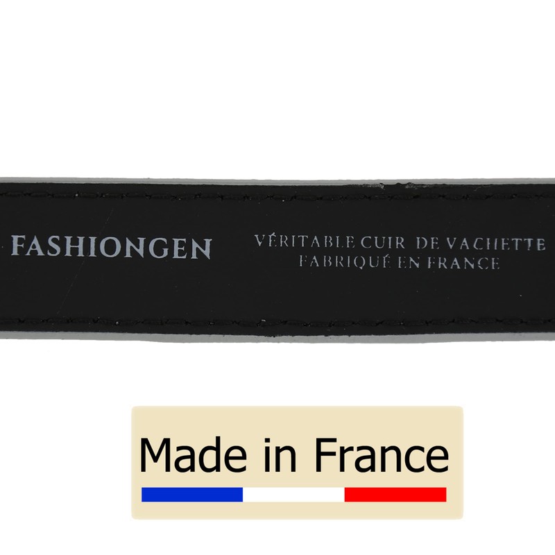 FASHIONGEN - LUNA Women's Italian Leather Belt, silver