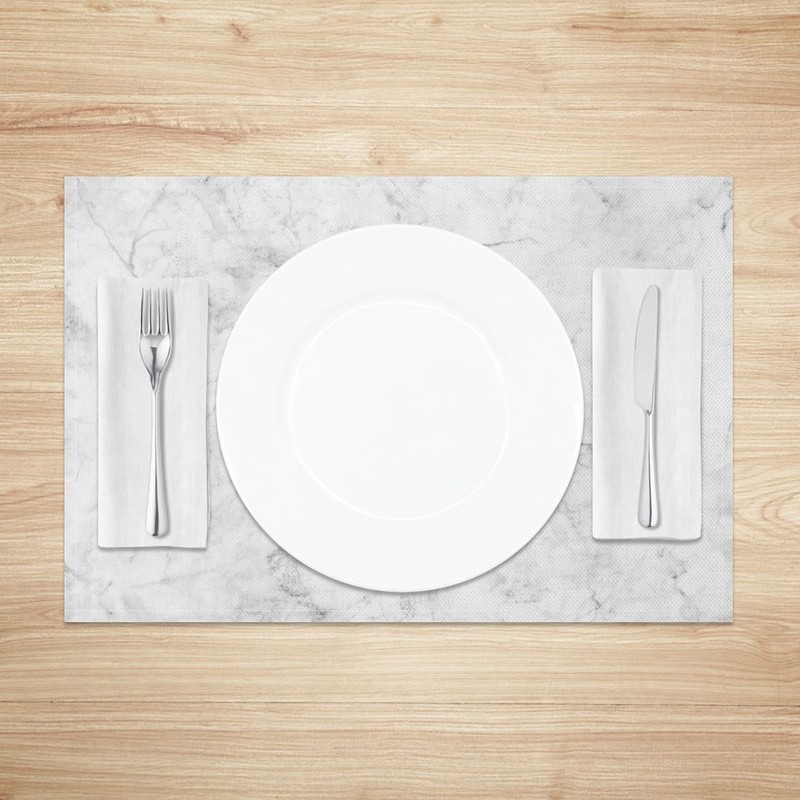 MIRRORANG Classic White Marble Placemats Set of 4 45x30cm Gray