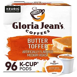 Gloria Jean's Coffees Butter Toffee, Single-Serve Keurig K-Cup Pods, Flavored Medium Roast Coffee, 96 Count
