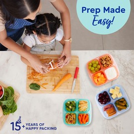 EasyLunchboxes® - Original Stackable Snack Boxes - Reusable 4-Compartment Bento Snack Containers for Kids and Adults, BPA-Free and Microwave Safe Food and Meal Prep Storage, Set of 4 (Pastels)