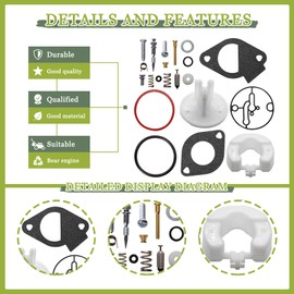 JA&MIU 796184 Carburetor Carb Repair Rebuild Kit Compatible with B&S 790032 792369 698787 699521，Compatible with Master Overhaul Nikki Carbs Replace Cub Cadet BS-796184 BS-698787 BS-790032