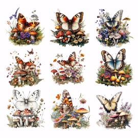 SUPERDANT Butterfly Iron on Transfers 9 Sheets Heat Transfer Film Stickers Set Clothing Iron on Decals for T-Shirt Hoodie Bags Pillow Jackets Jeans DIY Crafts 10x10cm