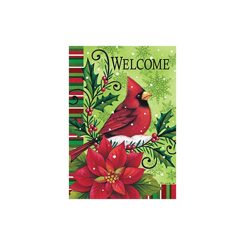 Welcome Red Cardinal Winter Christmas Decorative 28" x 40" Outdoor