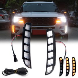 GTINTHEBOX Interruptor de alta potencia ámbar y blanco de doble color LED parachoques delantero DRL luces antiniebla de conducción extremadamente brillante con intermitente señal Kit de lámpara Aj