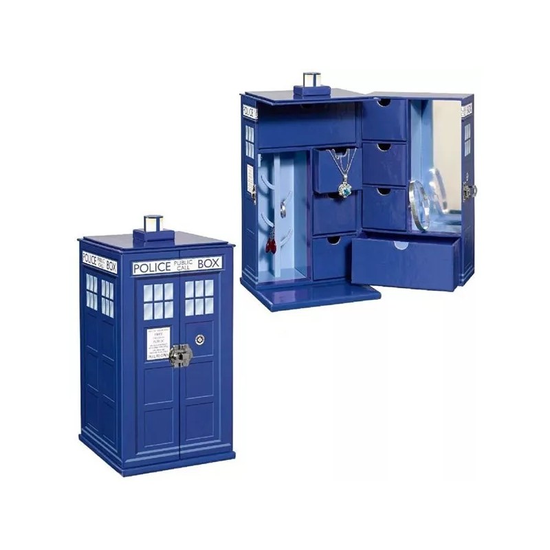 Doctor Who Tardis Jewelry Box w/6 Drawers, Ring Hanger &