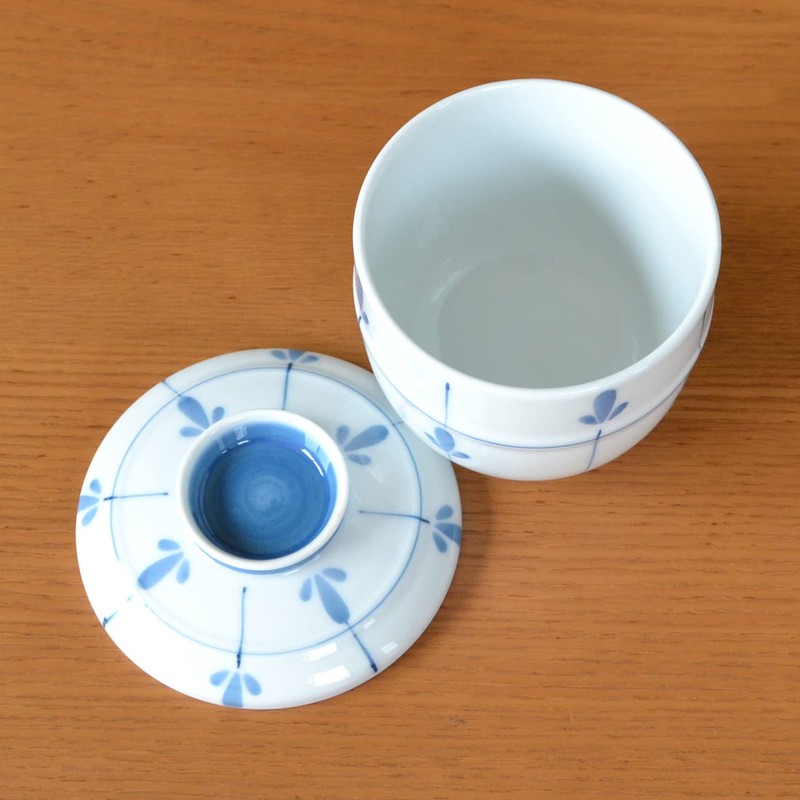 有田焼やきもの市場 Chawanmushi Cups with Lids Set of 2 Japanese Chawan