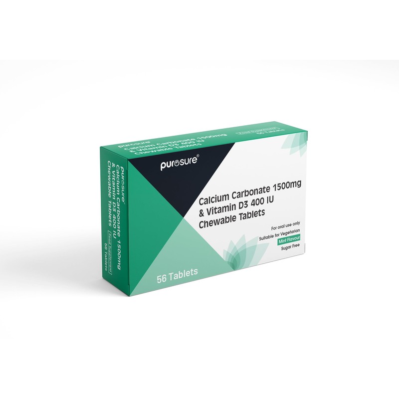 PUROSURE Calcium Carbonate 1500mg with Vitamin D3 400 IU –