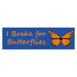 CafePress I Brake for Butterflies (Bumper Sticker 1) 10"x3" Rectangle Vinyl Bumper Sticker Car Decal