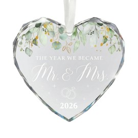 Personalised Crystal Glass Keepsake, Engagement, Wedding for Couple, Bride and Groom, Eternity Mr & Mrs Congratulations Gift, Exquisite & Versatile Ornament for Wedding & Christmas