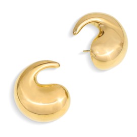Sonateomber Chunky Gold Tear Drop Stud Earrings for Women, Trendy Statement Lightweight Comma Teardrop Water Drop Dupes Open Hoop Earing Hypoallergenic Prom Jewelry Gift