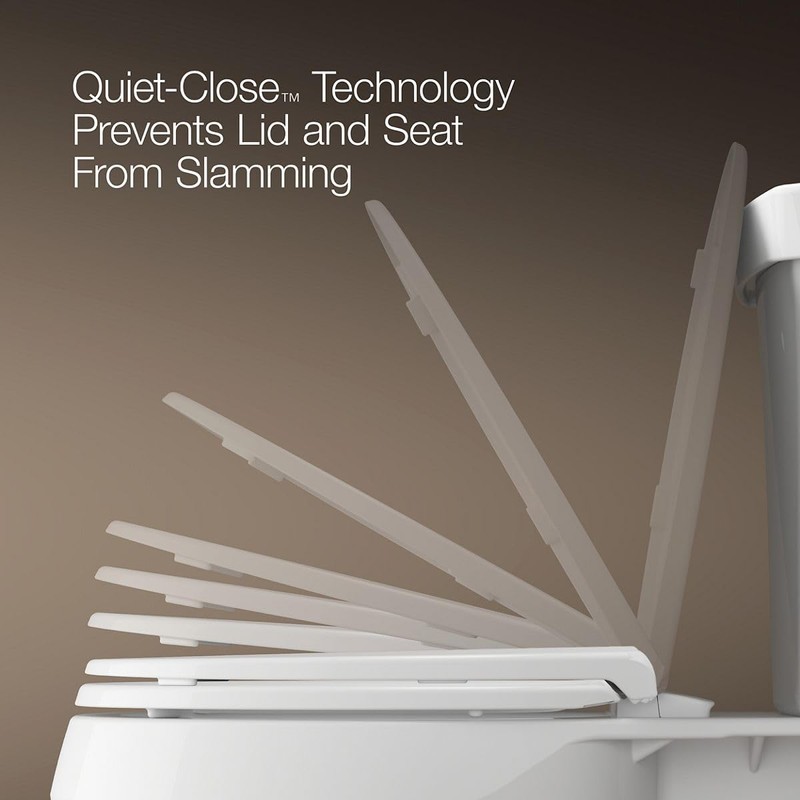 KOHLER K-27331-0 Glissade ReadyLatch Quiet Close Elongated Toilet Seat, White,