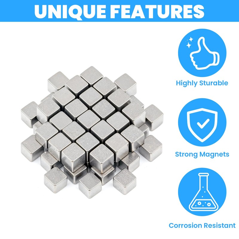 ElevateTech 65Pack Small Square Cube Magnets, Fridge Magnets Rectangular Magnet
