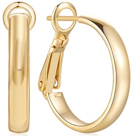 GIORGIA GIBBS 14K Gold Hoop Earrings for Women Trendy Gold Earrings Polished Gold Chunky Hoop Earrings Classic Dainty Gold Earrings Hoops 20 mm,30 mm (20 mm)