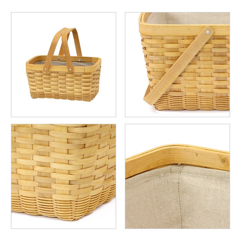 Wood Chip & ratanmikkusu Woven Inner Lining with Carry Cosmetic