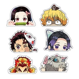6Pcs 5.51" Demon Peeker Japanese Anime Car Stickers and Decal for Car Window Door Laptop Water Bottle Motorcycle Tablet Cellphone Decoration