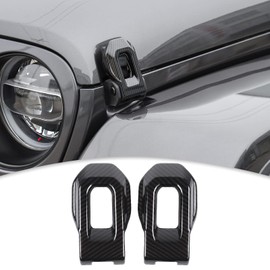 CheroCar para Jeep Hood Lock Lock Lock Cover Catch Bracket Cover Accesorios externos Decoración Pegatinas para Jeep Wrangler JL JLU 2018-2021 y Gladiator JT 2020-2021 (fibra de carbono)