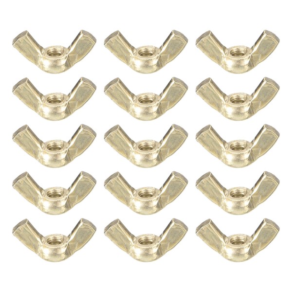 sourcing map M10x1.5" Wing Nut 15 Pcs, Brass Butterfly Wing