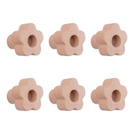 MOROBOR 6 x Wooden Flower Shaped Cabinet Knobs Handmade with Screws and Extension Tube