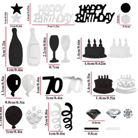 Confetti 70th Birthday Decoration, 70th Table Decoration Birthday Decoration Confetti, Confetti Decoration 70th Decoration, Table Decoration 70th Birthday, Confetti Confetti Birthday Black and Silver