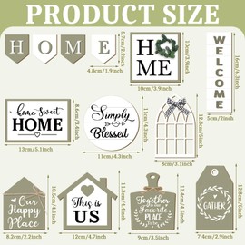 Purpeak 13 Farmhouse Tiered Tray Decor Set Sweet Home Tiered Tray Decorations Home Rustic Wooden Signs Decorative Farmhouse Kitchen Table Decor for Dining Room Country Summer Shelf Centerpiece Gift